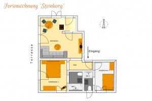 2D-Grundriss der Ferienwohnung Steinberg im Oslhof